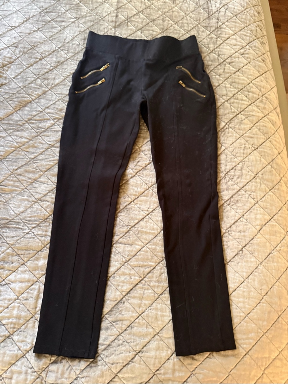 Ci Sono Black Skinny Pants with Gold Zippers